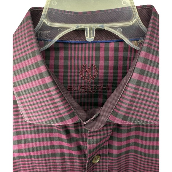 Bugatchi Uomo Other - Bugatchi Uomo Mens XL Purple Black Plaid Classic Fit Long Sleeve Button Up Shirt